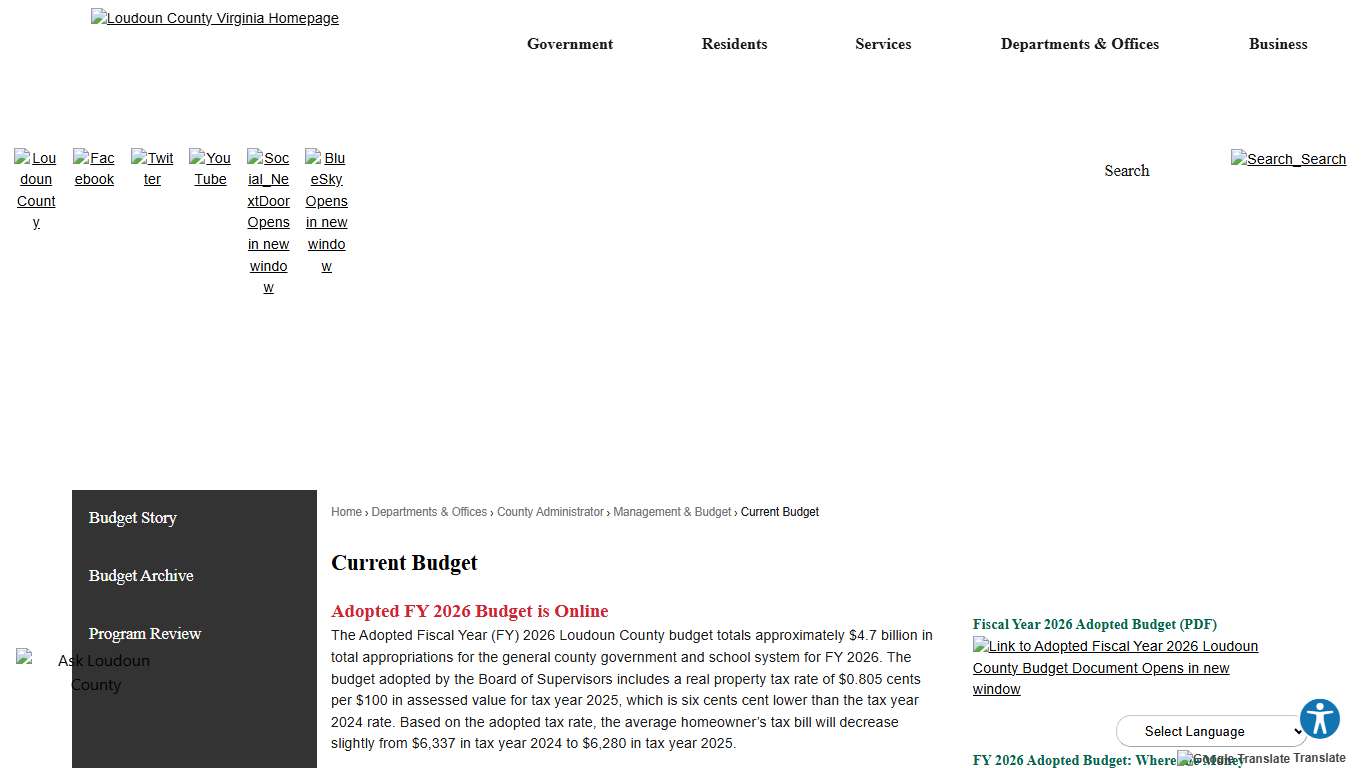 Current Budget Loudoun County, VA - Official Website