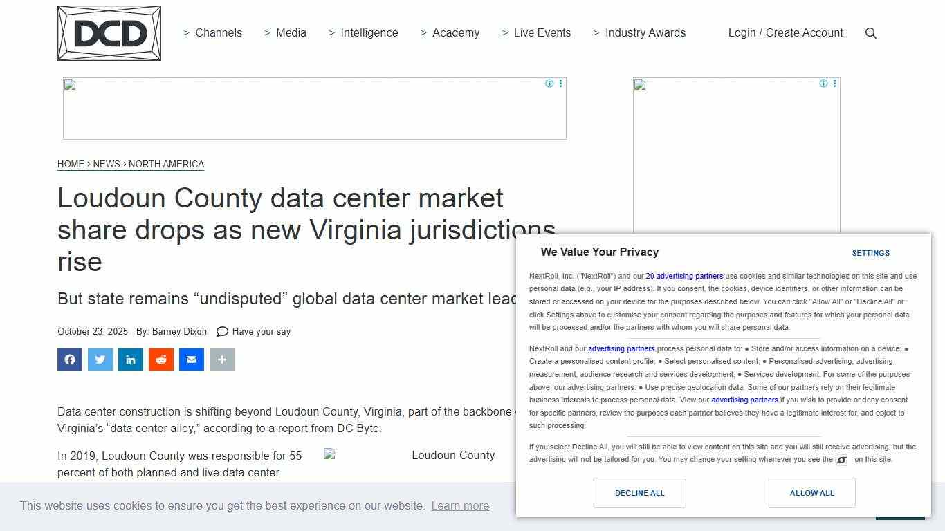 Loudoun County data center market share drops as new Virginia jurisdictions rise - DCD